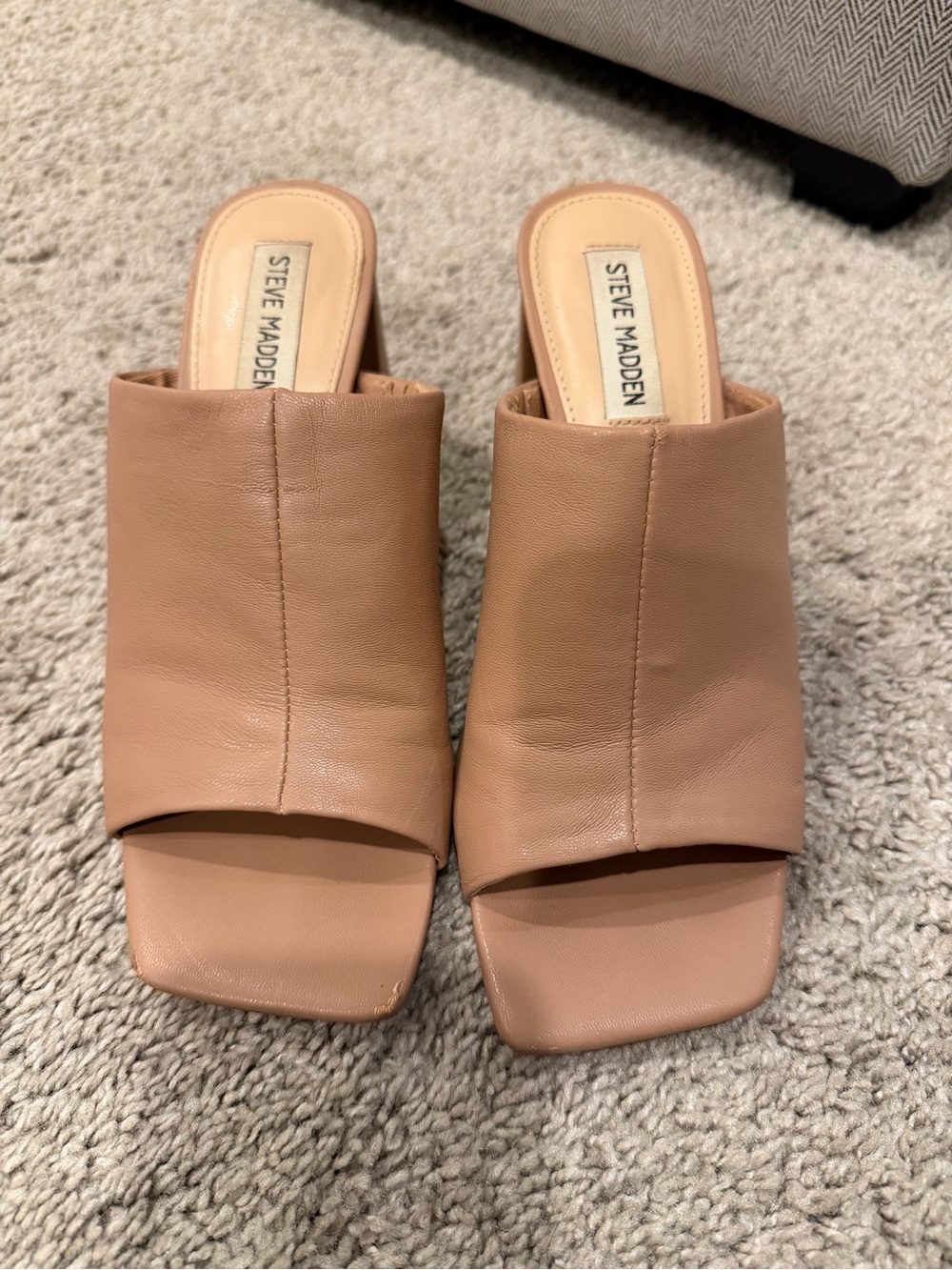 Steve Madden Women's Blush Tan Leather Open-Toe Mule